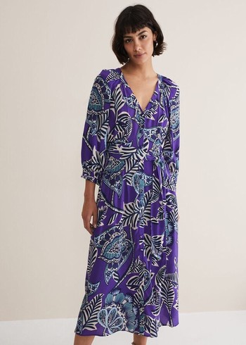 Phase Eight Erin Paisley Dress Purple Australia | DC6038247